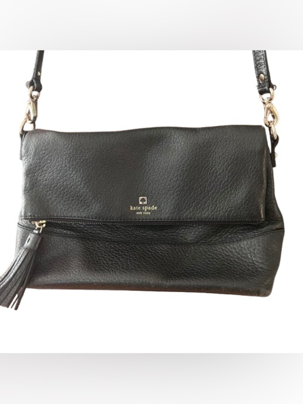 Kate Spade Black Pebbled Leather Cobble Hill Marsala Crossbody Clutch Bag